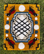 Black Birds on Gold Rug
