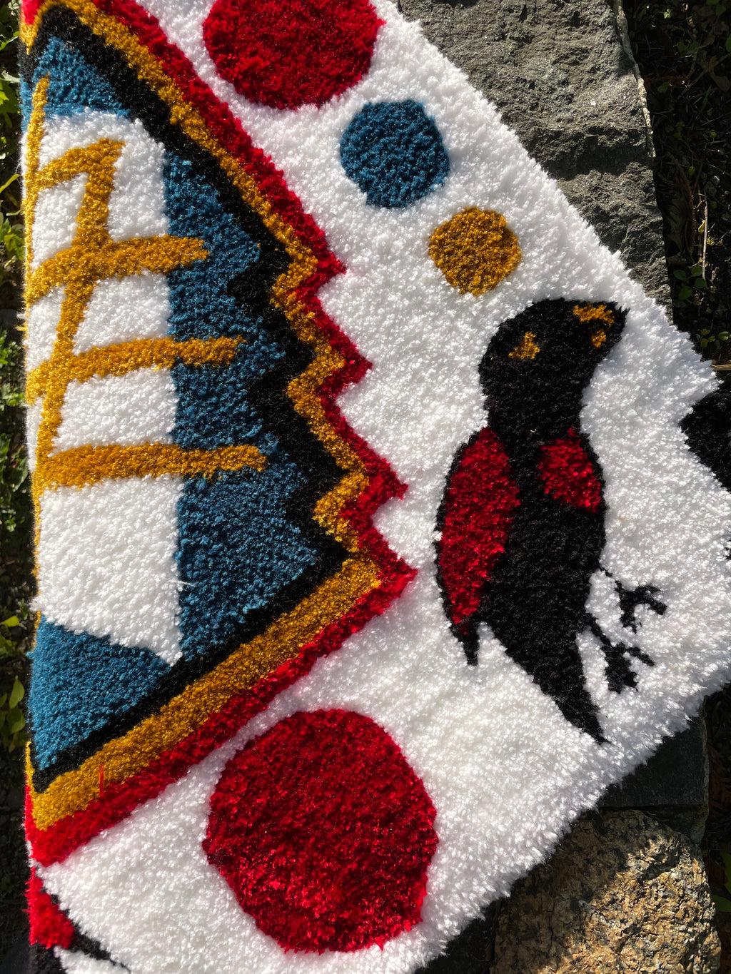 Black Birds on White Rug