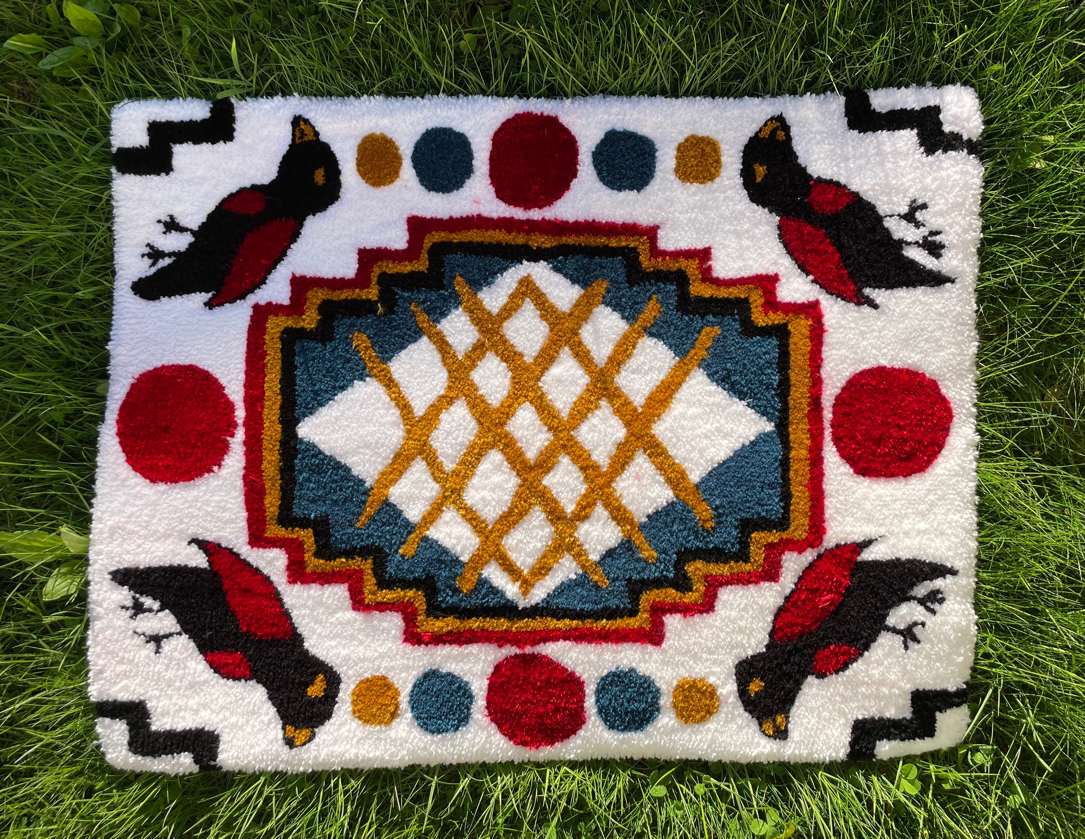 Black Birds on White Rug