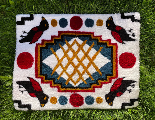 Black Birds on White Rug