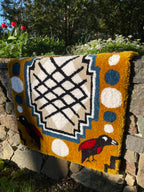 Black Birds on Gold Rug